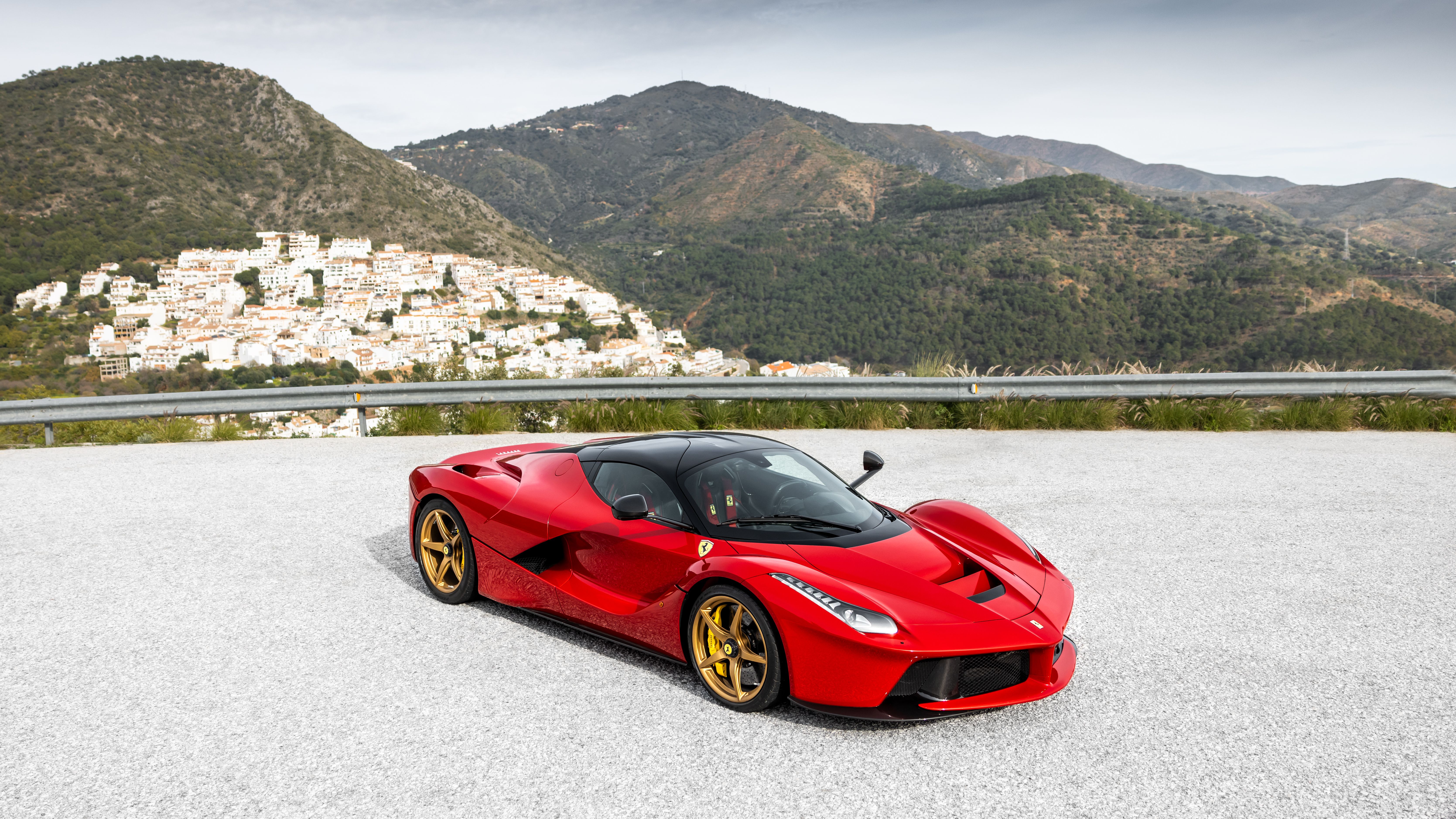 Red Ferrari LaFerrari from above, cabin and rear deck